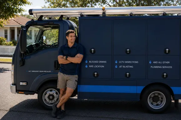 Licensed Kellyville plumber at the van